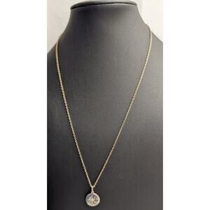 925 Sterling Silver Starburst Pendant Necklace 18 Inch Diamond Accent